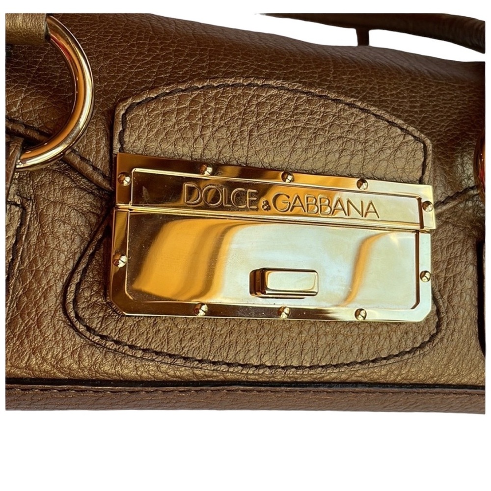 DOLCE & GABBANA vintage golden bronze shoulder handbag, never used - Picture 6 of 14